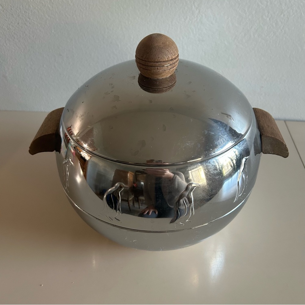 MidCentury Modern MCM Vintage West Bend Penguin Cold Server Ice Bucket Stainless - Picture 4 of 6